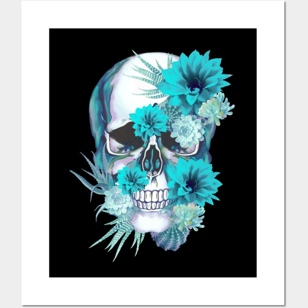 Sage Tribe floral Skull With succulents plants Wall Art by Collagedream